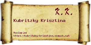 Kubritzky Krisztina névjegykártya